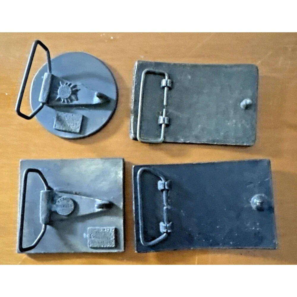 Vintage Heavy Belt Buckles Railroad Train Cablecar Lot of 4